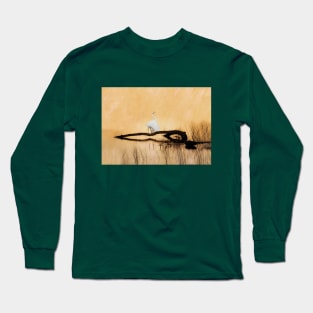 Great White Egret on Golden Pond Long Sleeve T-Shirt